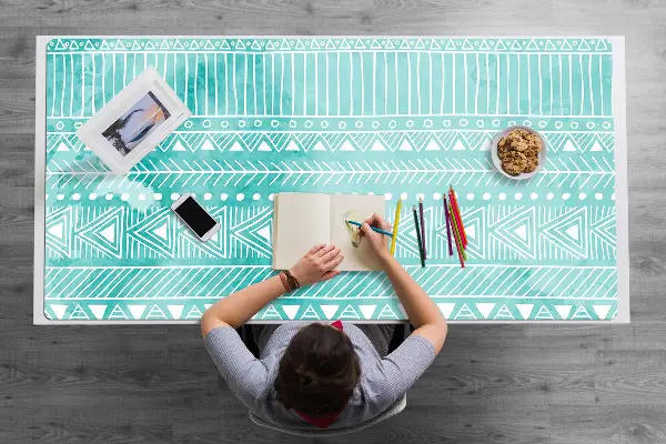 Pracovný podložka na stôl geometrické tyrkysová