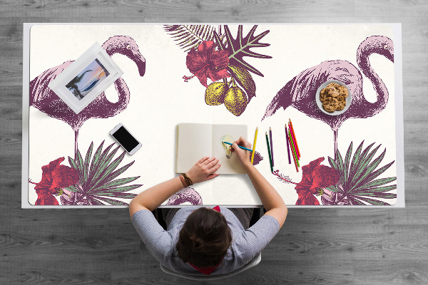 Pracovný podložka na stôl Plameniaky & Hibiscus