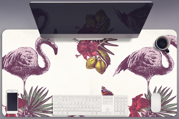 Pracovný podložka na stôl Plameniaky & Hibiscus