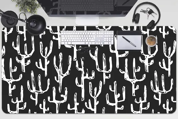 Ochranná podložka na stôl Bielo-ťahané kaktusy