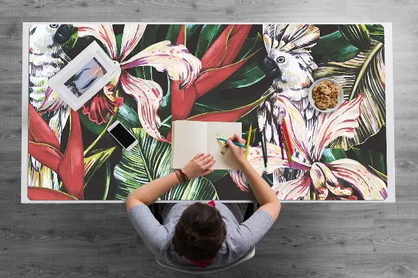 Pracovný podložka na stôl Papagáj v trópoch