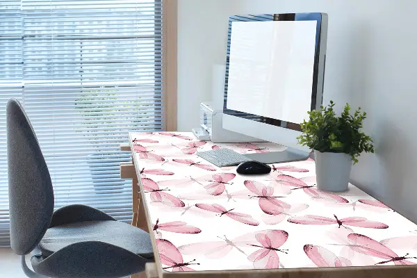 Veľká podložka na stôl ružová vážka