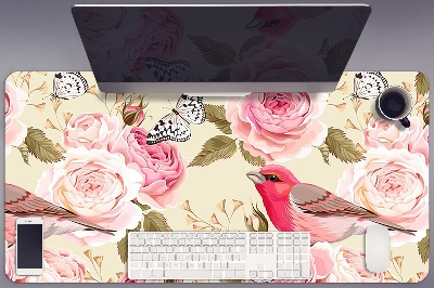 Pracovný podložka na stôl Vtáky kvety motýle