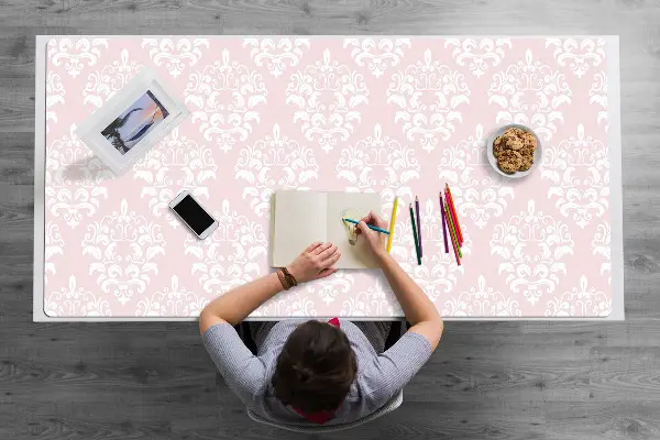 Veľká ochranná podložka na stôl ružová damask