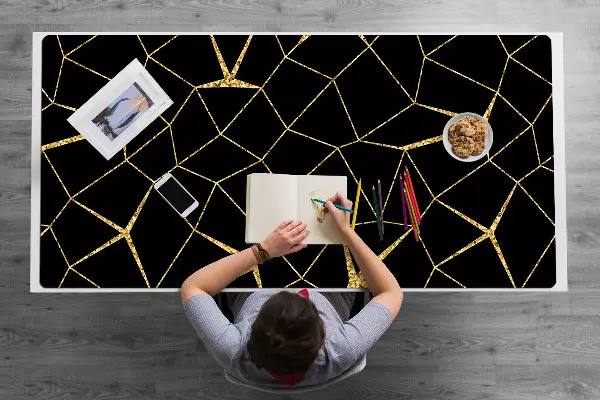 Ochranná podložka na stôl Mosaic zlato a čierne