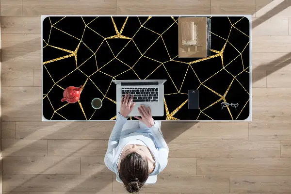 Ochranná podložka na stôl Mosaic zlato a čierne