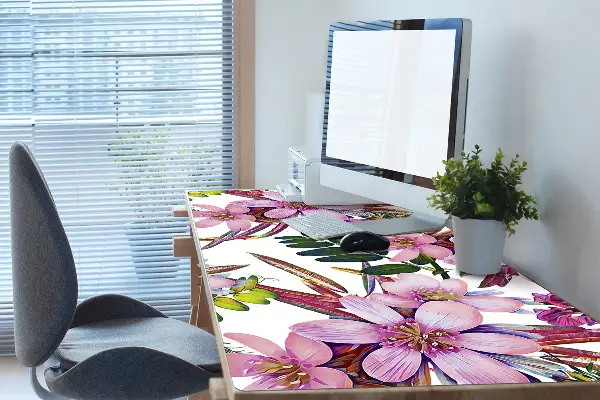 Veľká ochranná podložka na stôl ružové kvety