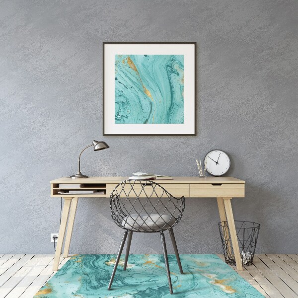 Ochranná podložka pod stoličku Marble tyrkysová