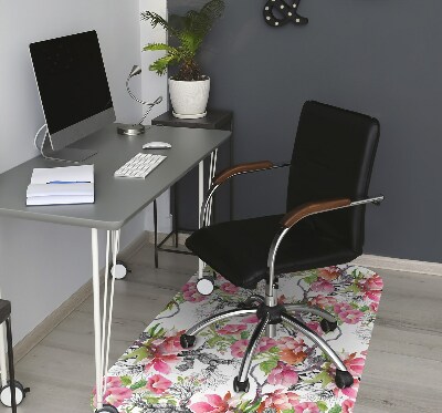 Podložka pod kolieskovú stoličku kvety akvarely
