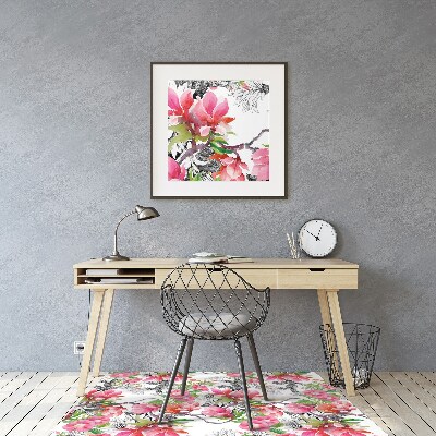 Podložka pod kolieskovú stoličku kvety akvarely