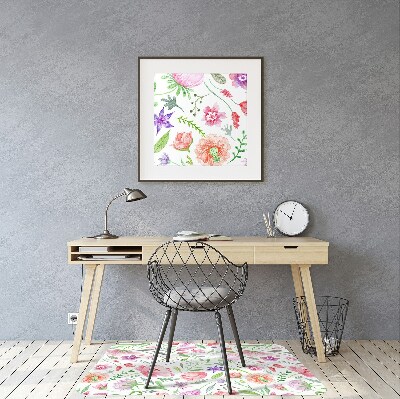 Podložka pod kolieskovú stoličku maľované kvety