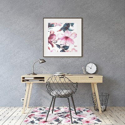 Ochranná podložka pod stoličku kvety ibišteka