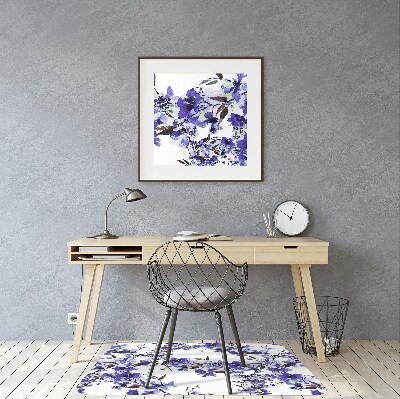 Podložka pod kancelársku stoličku modré kvety