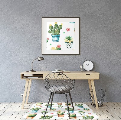 Podložka pod kolieskovú stoličku maľované kaktus