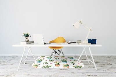 Podložka pod kolieskovú stoličku maľované kaktus