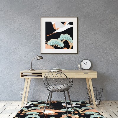 Podložka pod kolieskovú stoličku maľované volavky
