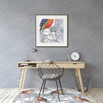 Ochranná podložka pod stoličku maľované vtáky