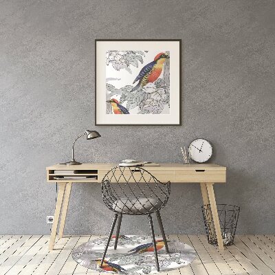 Ochranná podložka pod stoličku maľované vtáky