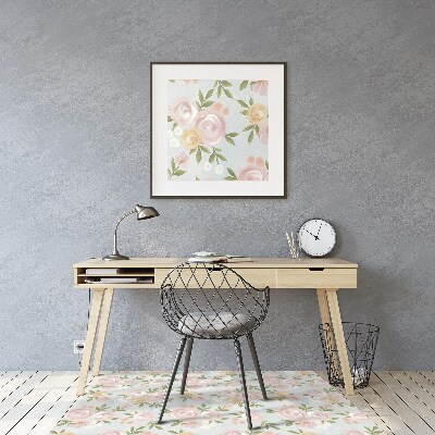 Podložka pod kolieskovú stoličku akvarel kvety