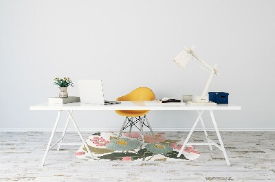 Podložka pod kolieskovú stoličku maľované kvety
