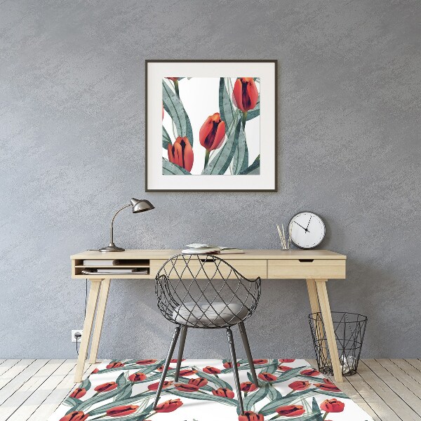 Podložka pod kolieskovú stoličku tulipány