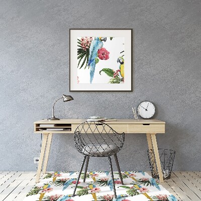 Podložka pod kolieskovú stoličku Papagáje a kvety