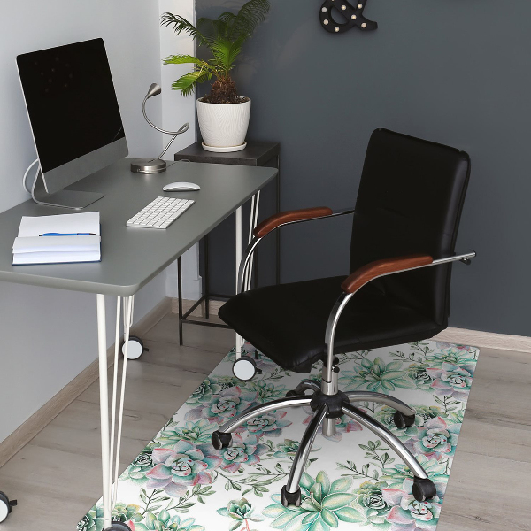 Podložka pod kancelársku stoličku akvarel Flower