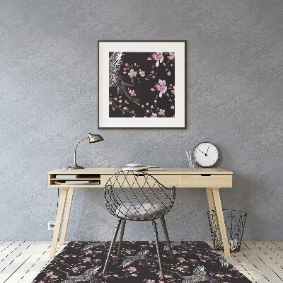 Podložka pod kolieskovú stoličku Volavky a kvety