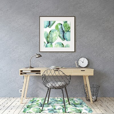 Podložka pod kolieskovú stoličku akvarel kaktusu