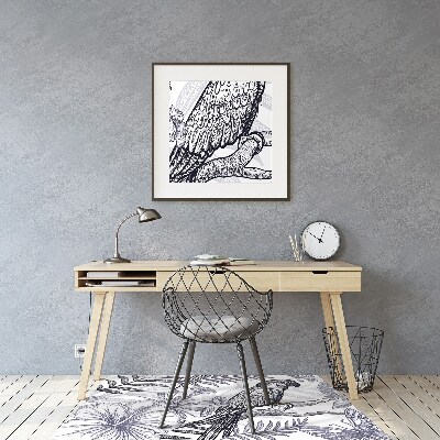 Podložka pod kancelársku stoličku skicovanie papagáj