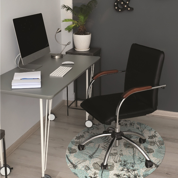 Ochranná podložka pod stoličku Kvety a vážky