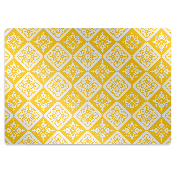 Ochranná podložka pod stoličku Žltý a biely vzor