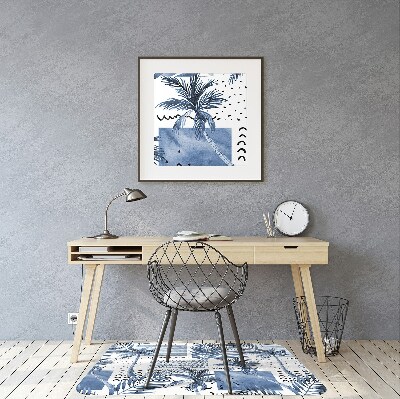 Podložka pod kolieskovú stoličku modrá palma