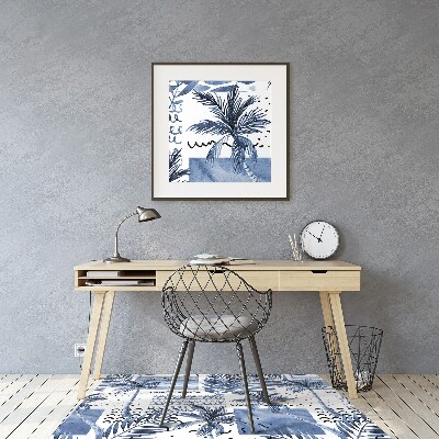 Podložka pod kolieskovú stoličku modrá palma