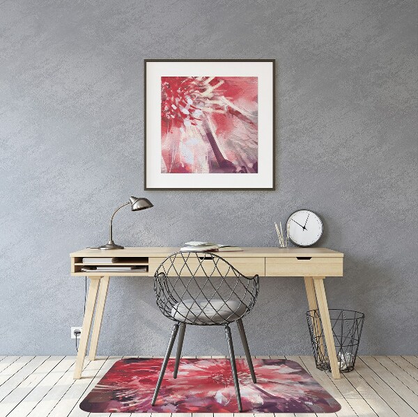 Ochranná podložka pod stoličku červená kvetina